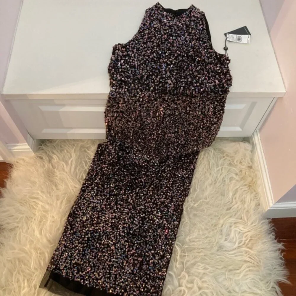 Adrianna Papell Beaded Halter Gown 0365 - Picture 4 of 8